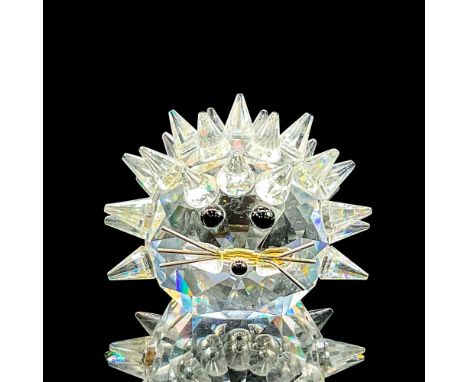 Brilliant clear crystal spiky hedgehog with metal whiskers. Swarovski etched backstamp. Swarovski mark. Item number 7630NR040