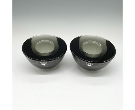 Round thick glass holder with slight slant and black deep purple coloration. Orrefors mark. Artist: Lena BergstromIssued: 20t