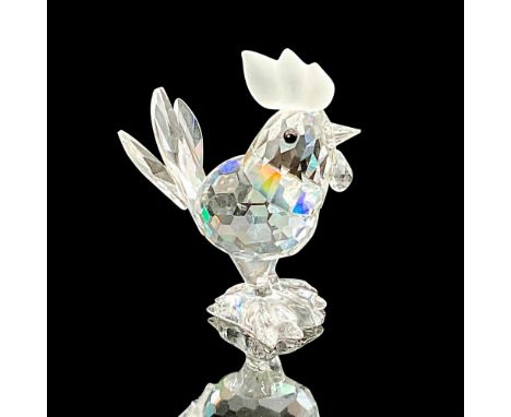 This Swarovski Silver Crystal mini rooster figure comes with frosted coxcomb and black beaded eyes. Item comes with original 