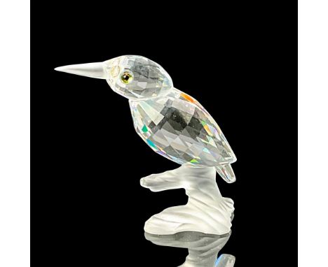 This Swarovski Silver crystal Kingfisher bird is made from clear crystal, has a frosted beak and sits on a frosted base. Item