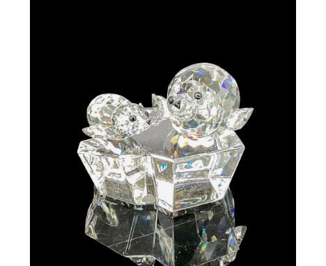 Annual edition 1991 Crystal Society Save Me figurine. Figural of mother and baby on ice chunk, designed in clear crystal with