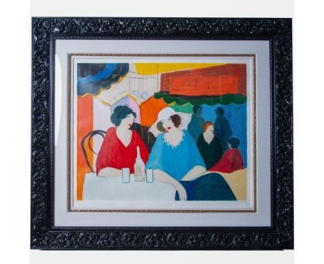 Imposing color serigraph on stamped paper by Post-Impressionist Israeli artist Itzchak Tarkay. Made directly from scenes in l