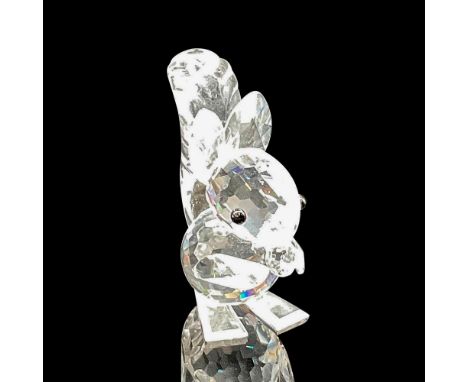 Part of Woodland Friends collection. Cute clear crystal figural holding nut, long ears up, bushy tail up and jet crystal eyes