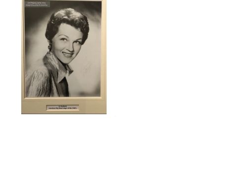 Joe Stafford signed 10 x 8 inch b/w portrait photo framed and mounted to an overall size of 16 x 13 inches. Jo Elizabeth Staf