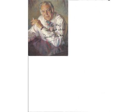 Donald Sinden signed 6x4 portrait illustration. (9 October 1923 - 12 September 2014 was an English actor in theatre, film, te