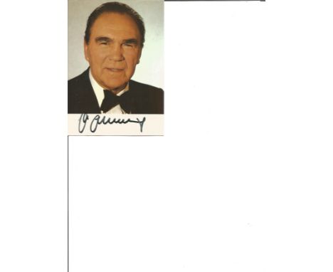 Max Schmelling boxing legend signed 6 x 4 colour portrait photo. Good Condition. All autographs are genuine hand signed and c