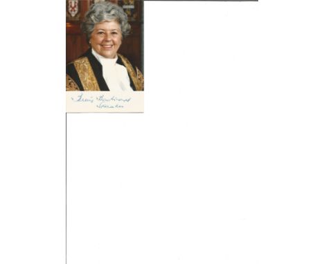 Betty Boothroyd signed 5x3 colour photo as speaker of the house. Good Condition. All autographs are genuine hand signed and c