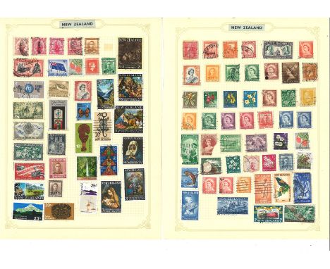 GB and British commonwealth stamp collection over 28 loose album pages. 200+ stamps. Includes New Zealand, Canada, GB, Kenya 