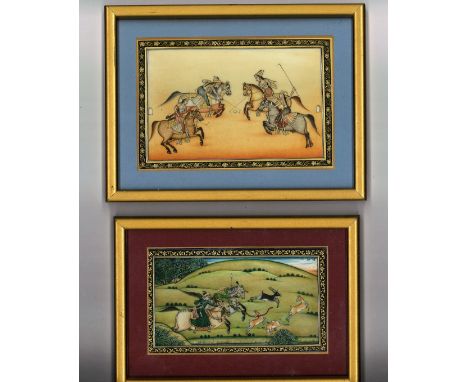 Unique and rare Indian paintings framed collection of five approx 6 x 5 commissioned by Stuntman Derek Baker when working on 