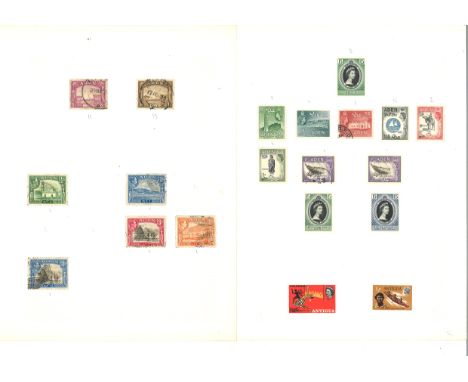 British commonwealth high value stamp collection in red album. 200+ stamps covering Australia, Basutoland, Bermuda, Canada, H