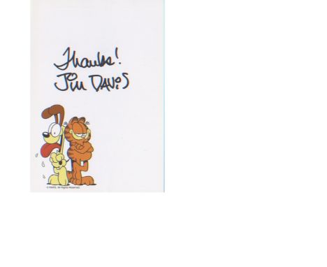 Garfield Jim Davis. Signed print of Garfield by cartoonist, Jim Davis. Good Condition. All autographs are genuine hand signed