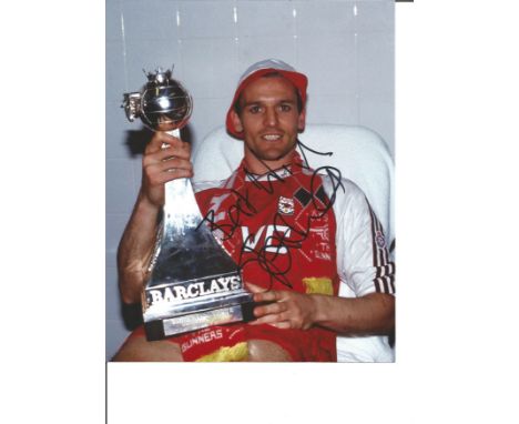 Steve Bould Signed Arsenal 8x10 Photo. Good Condition. All autographs are genuine hand signed and come with a Certificate of 