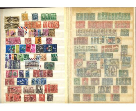 World stamp collection in Abria red stock book. 32 pages crammed full. Strong in GB, British commonwealth and Europe. Good Co