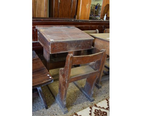 VINTAGE LIFT TOP SCHOOL DESK WITH INTEGRAL CHAIR, WIDTH APPROX 68CM