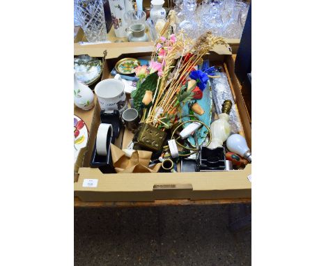 BOX OF CERAMIC ITEMS INCLUDING SHERINGHAM OTTENDORF TWINNING ASSOCIATION TANKARD ETC