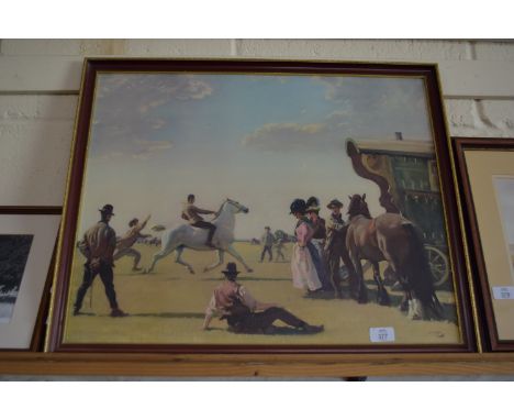 LARGE FRAMED PRINT OF ROMANIES, APPROX 53 X 66CM