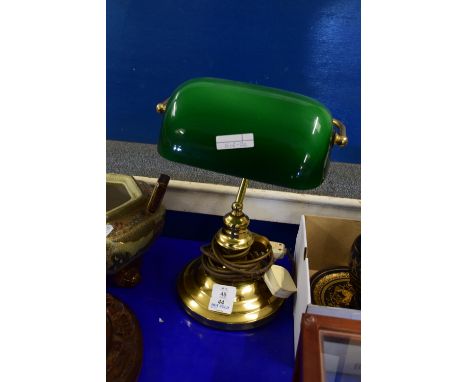 BRASS DESK LAMP WITH GREEN SHADE