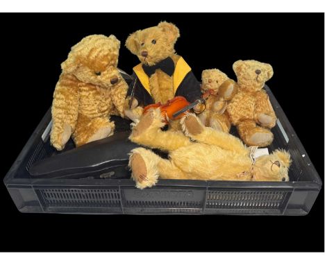 Five teddy bears: 'Oswald', a Tailored Teddy handmade in Wales, no.8/10 with cert, signed to paw pad, together with four Dean