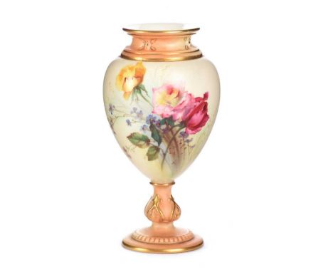 ROYAL WORCESTER VASE.WILD FLOWERS.RAISED ON A CIRCULAR FOOT BASE.NO. 2260.HEIGHT: 6 INCHES.IN GOOD CONDITION.