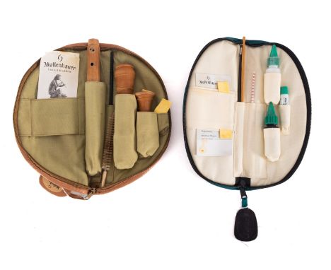 A Mollenhauer three section recorder in cloth case, together with a Mollenhauer cleaning kit in cloth case (2) 


