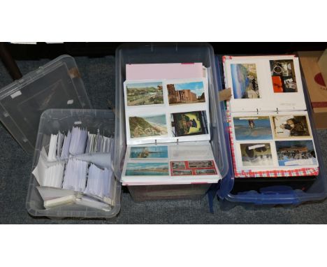 Modern Postcards - In three boxes with Yorkshire area, Filed by area in large lever arch files Including many with Yorkshire 