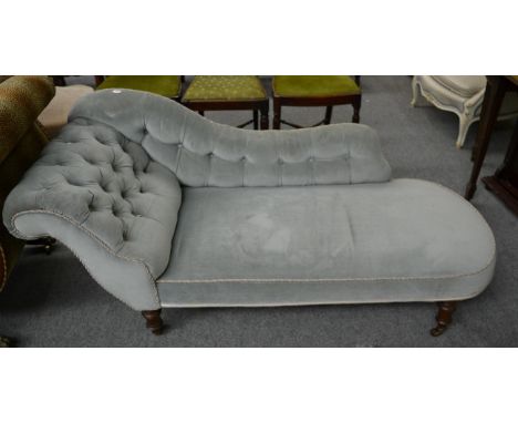 A 19th century mahogany framed button back chaise longue 