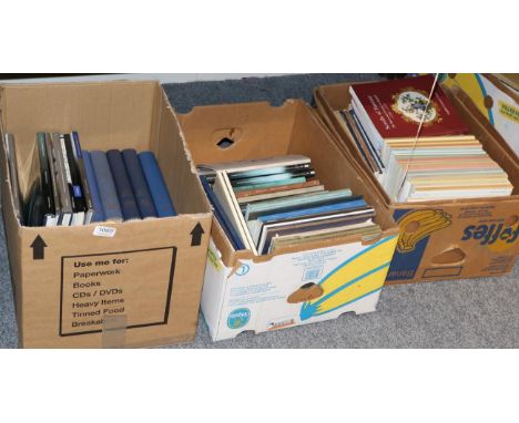 Three boxes of ceramic auction booklets and reference books