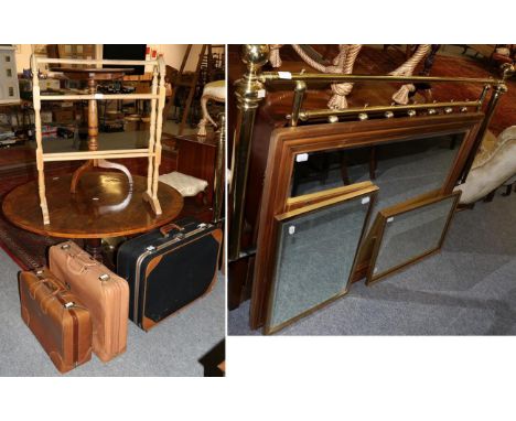 A Georgian mahogany commode, a reproduction wine table, a reproduction tv cabinet, a gilt framed stool, a further stool, occa