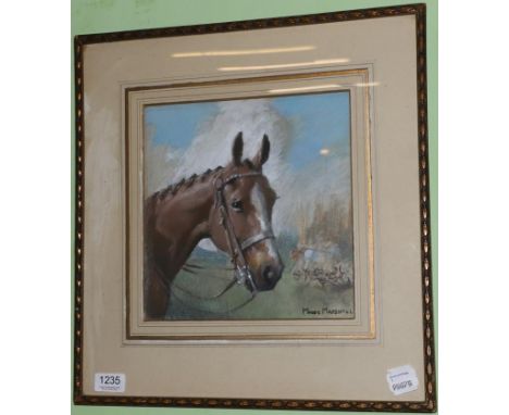 Maude Marshall (1877-1967) Portrait of a horse, signed, pastel, 25cm by 25cm