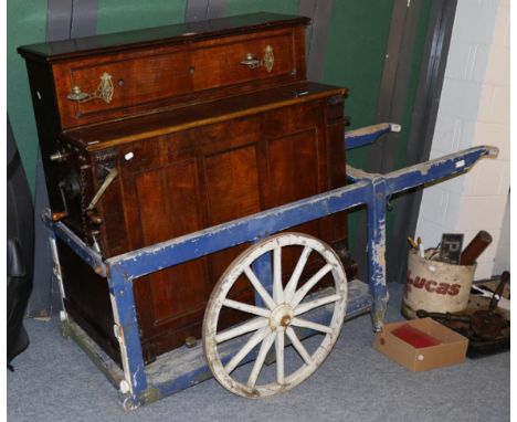A Pasquale &amp; co. Street/Salon Barrel Piano-on-Cart, late 19th century, 54-note format, hand-crank operation, the single b