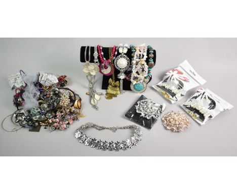 A Collection of Various Costume Jewellery to include Rings, Earrings, Necklaces, Pendants, Brooches, Scarf Clips Etc