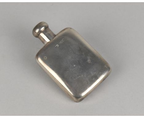 A George V Silver Hip Flask Having Screw Top Closure, 90mm Tall, Chester 1924 and with Makers Mark for Colen Hewer Cheshire, 