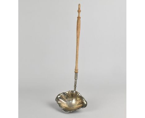 A Late 19th/Early 20th Century Ladle of Scrolled Form with Turned Wooden Handle, the Bowl Stamped India, 40cms Long