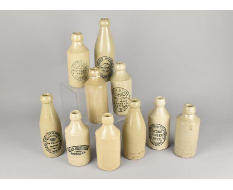 Ten Vintage Stoneware Ginger Beer Bottles to Comprise Henry Hurdus - Hollinwood, W. Southwell &amp; Co. - Gosport, James Dyso