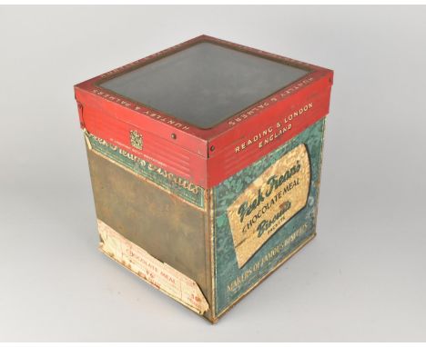 A Vintage Huntley and Palmers Shop Display Tin with Glass Lid, 23.5x22x27cms High