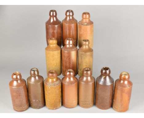 Thirteen Vintage Stoneware Ginger Beer Bottles to Comprise MP - Burry, Townsend - Salford - Ardwick, H. D. Rawlings, Slack &a