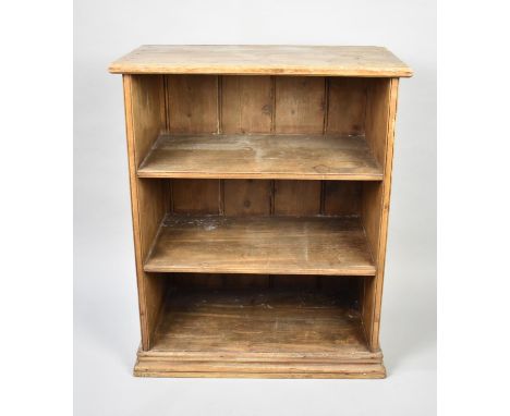 A Late 19th/Early 20th Century Pine Three Shelf Bookcase, Panelled Back, 61x35x74cms High