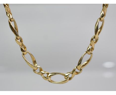 A Vintage Christian Dior Necklace, Twisted Oval and Figure of Eight Links in Gilt Metal, 60.5cms Long