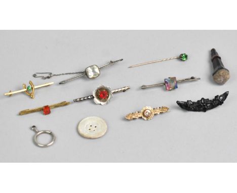 A Quantity of 19th Century and Later Items, Mainly Jewellery, to include Two Rolled Gold Jewelled Brooches, Jet Crescent Broo