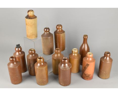 Twelve Vintage Stoneware Ginger Beer Bottles to Comprise Nicholl &amp; Co, Jewsbury &amp; Brown, H Martindale &amp; Co. - Liv
