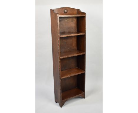 An Early 20th Century Oak Narrow Five Shelf Bookcase with Galleried Back, 33.5cms by 14.5 by 103cms High
