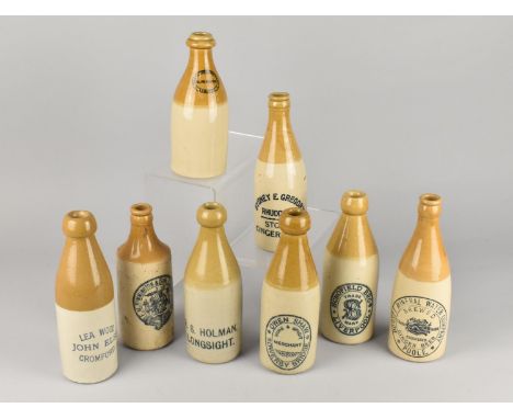 Eight Vintage Stoneware Ginger Beer Bottles to Comprise Dorset Mineral Water Company - Poole, Schofield Bros - Liverpool, Wes