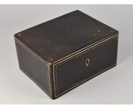 A 19th Century Chinese Export Lacquered Tea Caddy, the Hinged Lid Opening to Reveal Pewter Liner and Lid Having Gilded Fern D