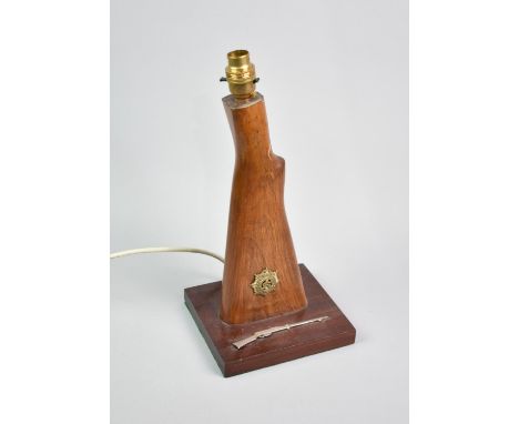 A Gun Stock Lamp Base with Badge for Army Service Corps and Rifle Mount, 36.5cms High