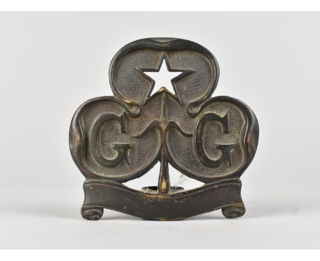 A Vintage Bronze Girl Guides Flag Mascot, 10.5cms High