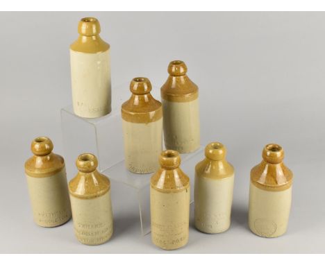 Eight Vintage Stoneware Beer Bottles to Comprise Dowd - Manchester, John Hay - Manchester, Henry Clarke - Stockport, Barrett 