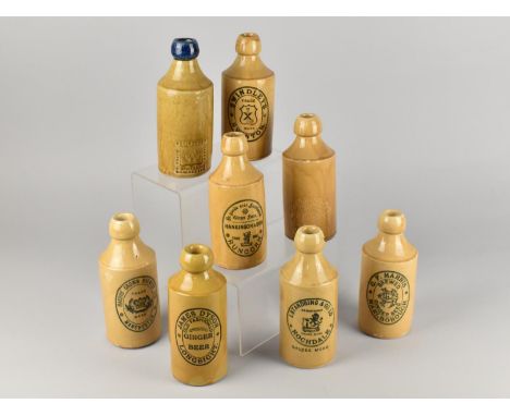 Eight Vintage Stoneware Ginger Beer Bottles to Comprise Hardy's' Crown Brewery - Manchester, James Dyson - Longsight, I. Stan