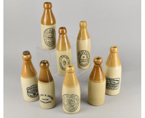 Eight Vintage Stoneware Ginger Beer Bottles to Comprise W. Simpson &amp; Co. - Walkden, Threlfall's Brewery Company Ltd (AF),