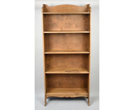 A Vintage Pine Five Shelf Bookcase with Galleried Back on Bracket Supports, 53x16x117cms High