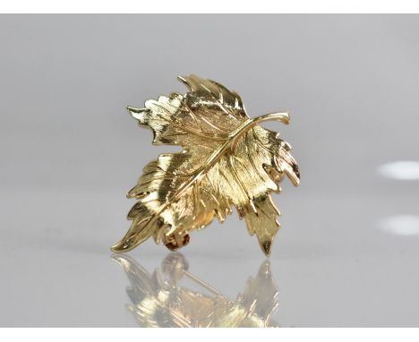 A Vintage Christian Dior Brooch in the Form of a Leaf, Signed Verso, 40mm Wide Approx